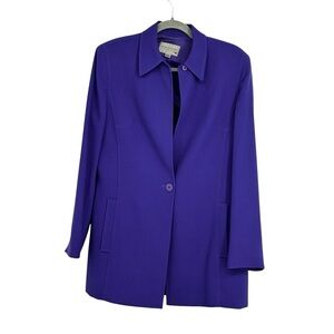 Women’s Emanuel Ungaro Size 6 Purple Polyester Long Line Lined Blazer Jacket